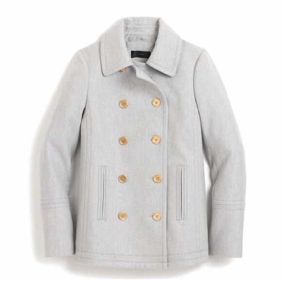 J.Crew Nello Gori Wool & Cashmere Double Breasted Peacoat - Light Gray - 10P - Picture 1 of 7